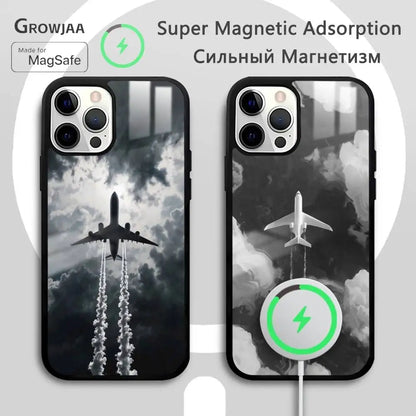Airplane Plane Fly Travel Cloud Phone Case For IPhone 17 16 15 14 13 12 11 Pro Max Plus Mini Magsafe Wireless Magnetic Funda