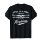 Men's Airplane Pattern Printed T-shirt Cotton Round Neck Short Sleeved Pilot Design Aviation Enthusiast Airplane Theme T-shirt