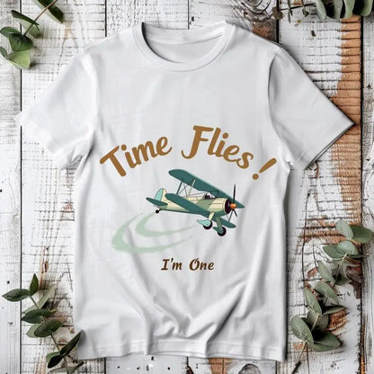 Time Flies First Birthday T Shirt Airplane 1St Outfit Vintage Pilot Theme Baby Toddler Boy
