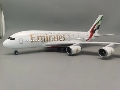 DieCast Toy Plastic Resin Model 47cm Airplane Model 1/160 Scale A380 New Emirates Airline Aircraft with Light & wheels Collectib
