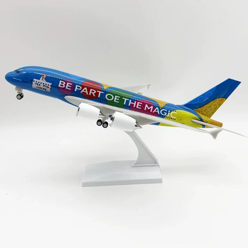 Display Toy Resin Plane 30CM Scale Model Diecast Airways A380 Dubai Expo Painted Aviation Airplane With Wheel Collection Gifts