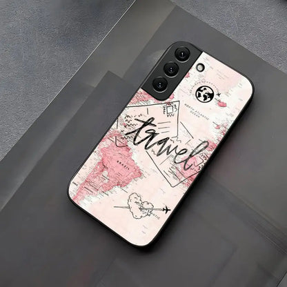 Popular Planes World Map Travel Phone Case Glass for Samsung Galaxy S23 S25 S24 S21 S22 S20 Ultra Fe Plus A34 A54 A24 A52 A53 M5