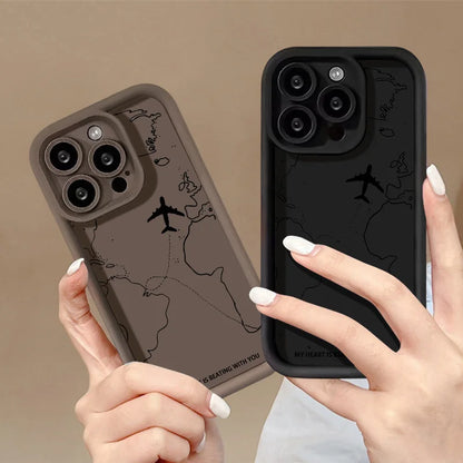 Airplane Route Case For Samsung A56 5G A55 A36 A35 A34 A16 A15 A54 A06 A05 A05s A25 A53 A52s A14 A13 A12 A73 A33 A32 Soft Cover