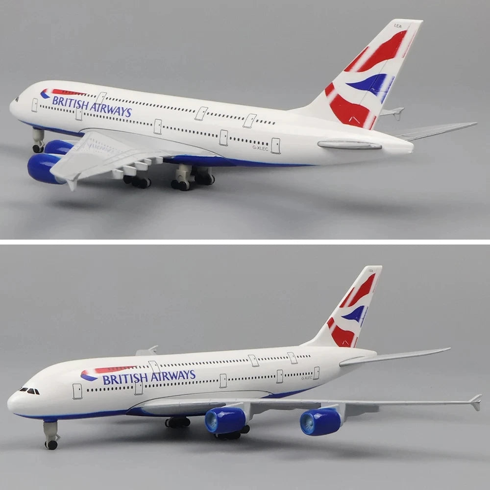 20cm Metal Aircraft Model Children Educational Toys British Airways A380 Scale