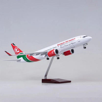 1:85 Scale 47CM Die-Cast Resin B737 Airbus Kenya Airways Airlines 737 Boeing Series Aircraft Model With Lights and Wheels