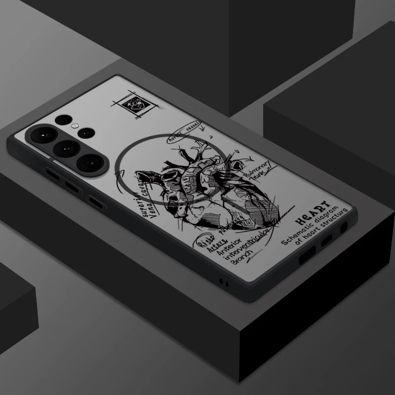 Creative Airplane Print Magnetic For Magsafe Case For Samsung Galaxy S25 Edge S23 S24 Ultra S21 S20 FE S22 Plus Capa Matte Cover