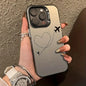 Silver Matte Line Heart Airplane Phone Case For iPhone 15 14 13 12 11 16 Pro Max 16E 7 8 Plus X XR XS MAX SE2 Hard Back Cover