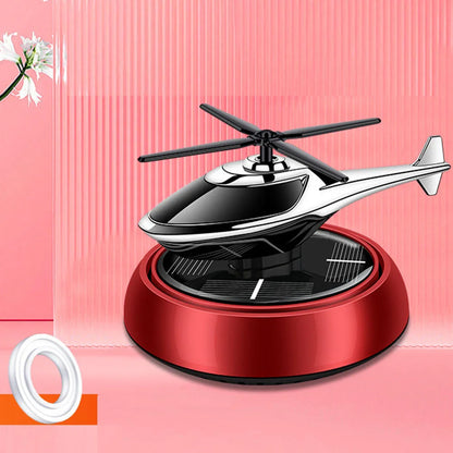 Vehicle Diffuser Air Purifier Solar Powered Rotating Styled Like Airplane for Car and Table Use with Plant Extract Scent