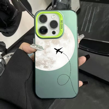 Silver Matte Line Heart Airplane Phone Case For iPhone 15 14 13 12 11 16 Pro Max 16E 7 8 Plus X XR XS MAX SE2 Hard Back Cover