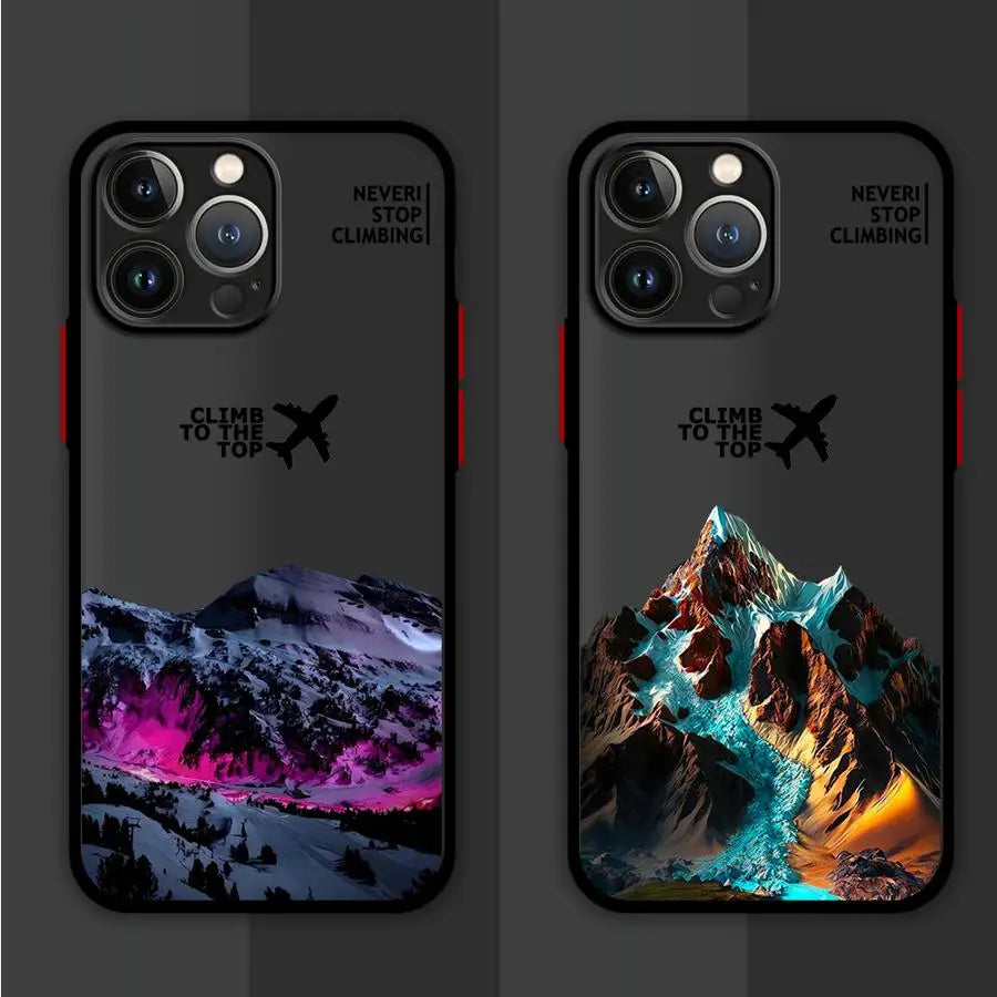 Mountain Peak Aircraft Phone Case for Apple iPhone 15 16 Pro XS Max 16e 13 14 Plus XR SE 7 8 12 11 Pro plus Matte