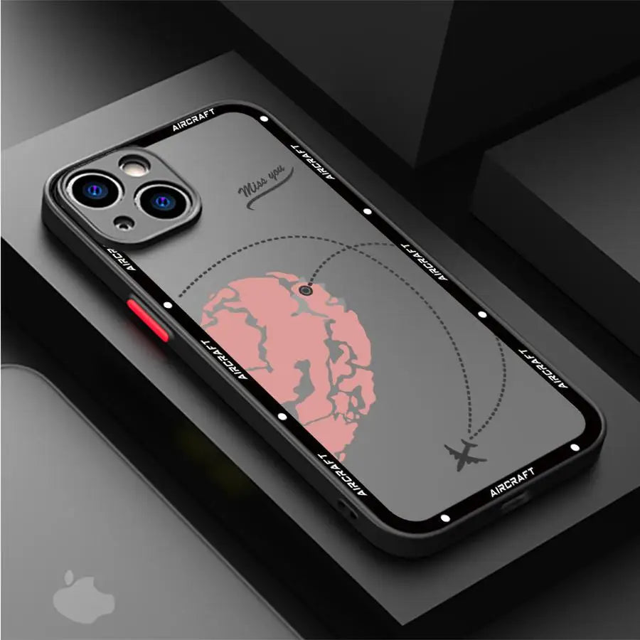 Luxury Premium Airplane Pattern Phone Case for Apple iPhone 15 16 Pro XS Max 13 14 Plus XR SE 7 8 12 11 Pro plus Matte