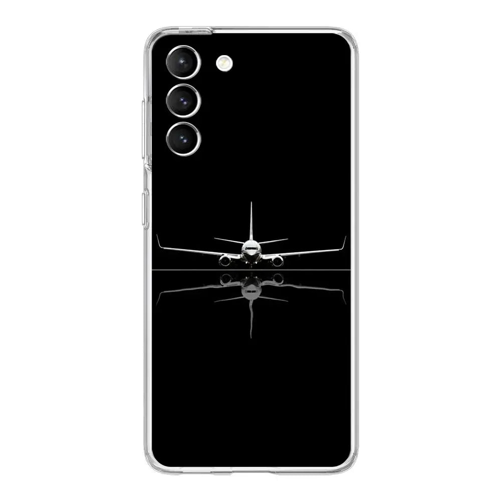 Phone Case For Samsung Galaxy S25 S24 S23 FE S22 Ultra S20 S21 5G S10 S9 Plus S10E S8 Soft Clear Cover Premium Airplane Pattern