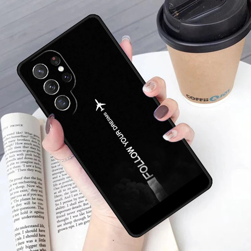 Aircraft Helicopter Airplane Pilot fly phone case Cover For Samsung Galaxy S24 S25 Ultra S21 S22 S10E Note 10 Plus 20 FE S23