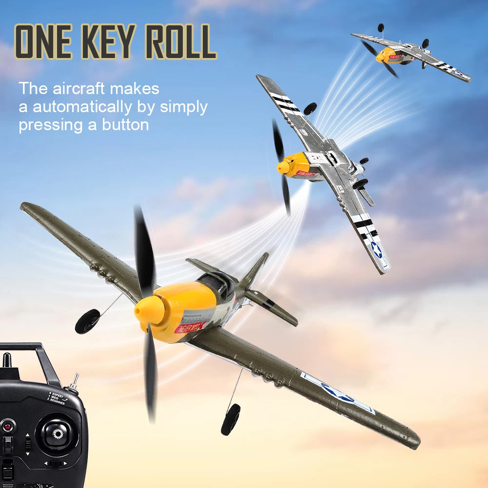 RC Plane P51 Mustang 2.4G Radio EPP Foam 4CH 6 Axis 410MM Wingspan RC Fighter One Key Aerobatic RTF Aircraft Toys
