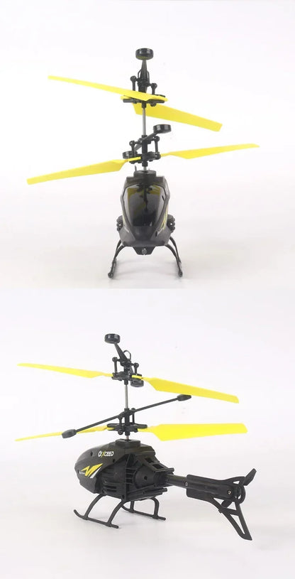 Mini RC Helicopter 2 Channel Remote Control Plane with LED Lights Gesture Sensing Crash Resistant Aircraft Toy for Kids