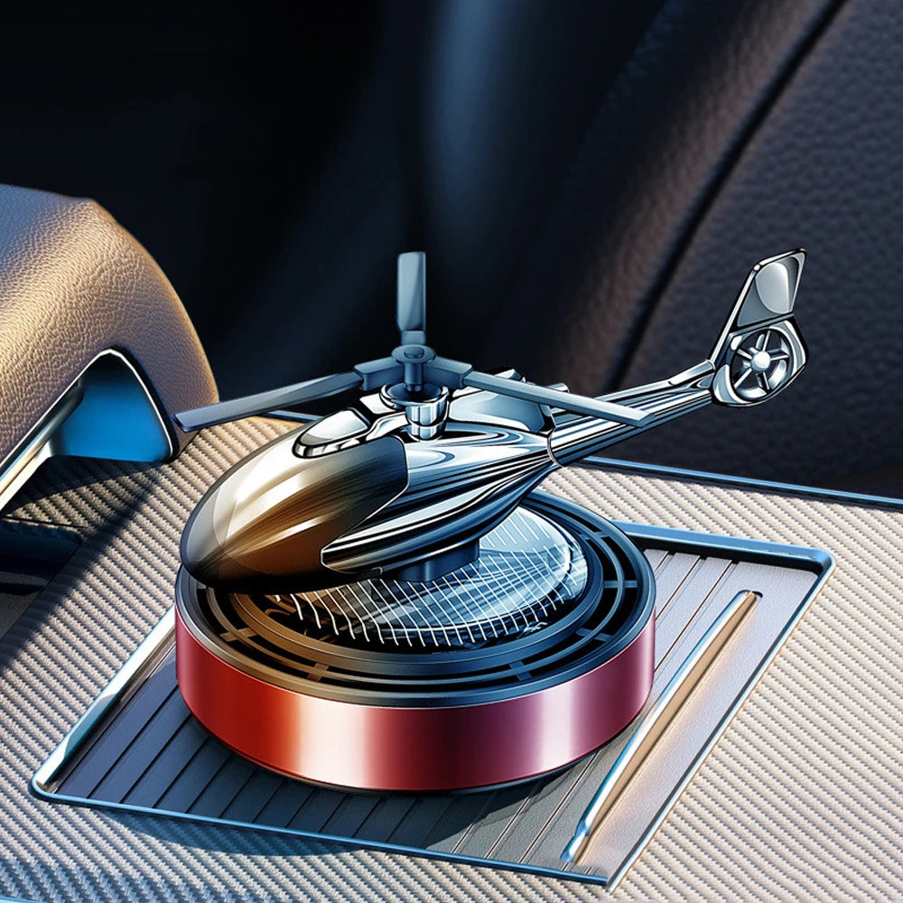 Helicopter Solar Car Air Freshener Propeller Rotating Interior Accessories Flavoring Supplies Fighter Model Perfume Decoration