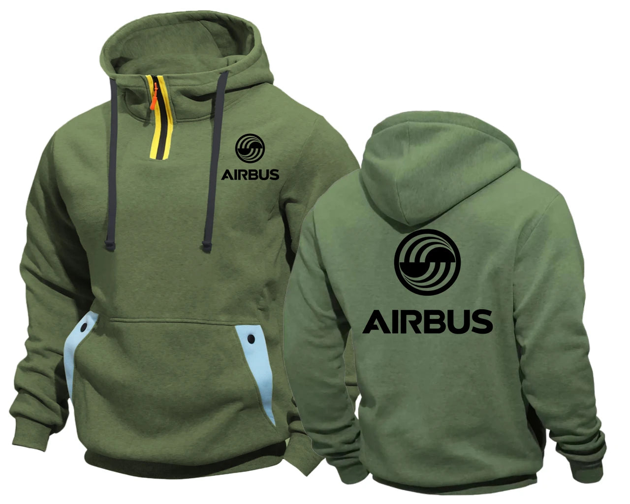 AIRBUS AVIATION Flight Semi-Zip Pocket Hooded Airbusfan A320 Zipper Sweatshirts Male Jacket Mens Clothing Outerwear Hoodies