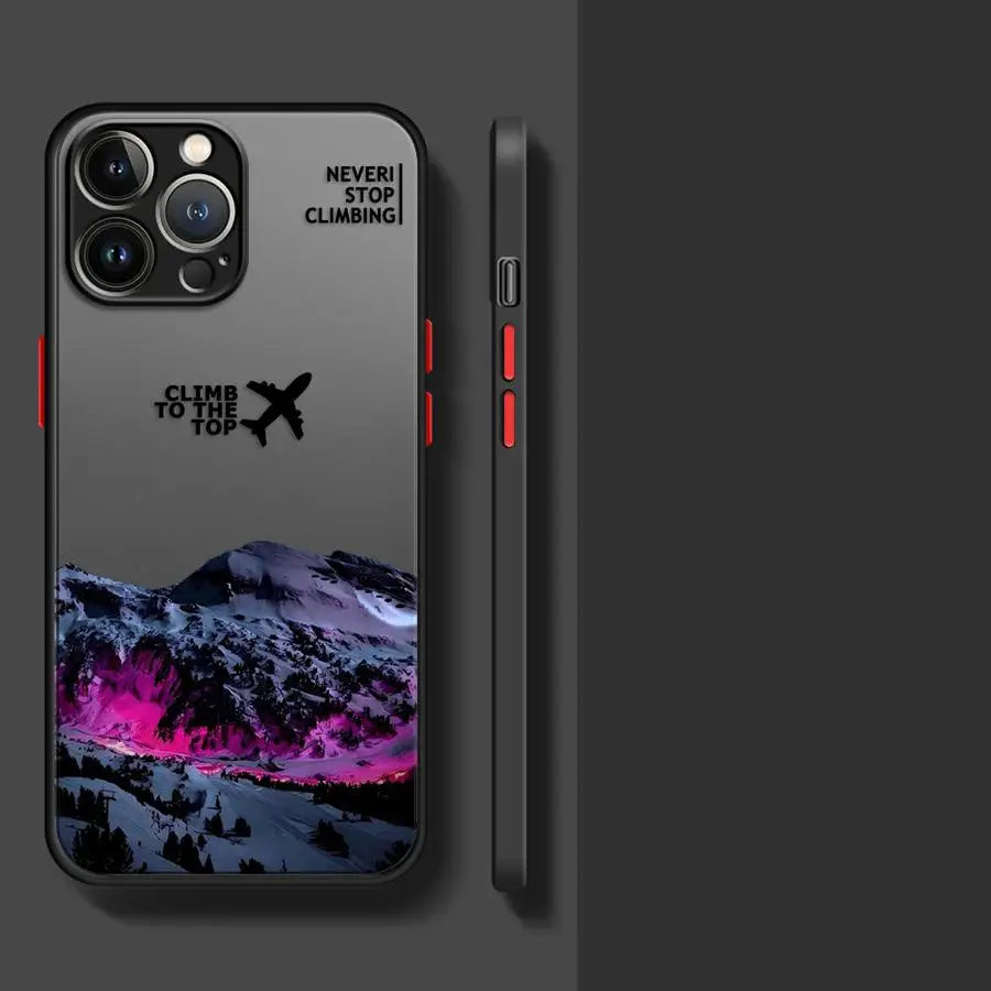 Mountain Peak Aircraft Phone Case for Apple iPhone 15 16 Pro XS Max 16e 13 14 Plus XR SE 7 8 12 11 Pro plus Matte
