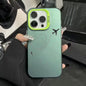 Silver Matte Line Heart Airplane Phone Case For iPhone 15 14 13 12 11 16 Pro Max 16E 7 8 Plus X XR XS MAX SE2 Hard Back Cover