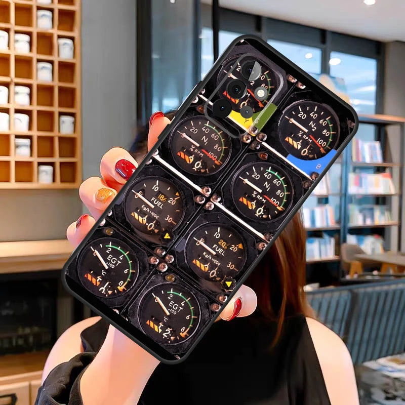 Aviation Helicopter Cockpit Instrument Case For Samsung Galaxy A05 A16 A56 A36 A26 A54 A34 A14 A52 A32 A13 A33 A53 A15 A35 A55