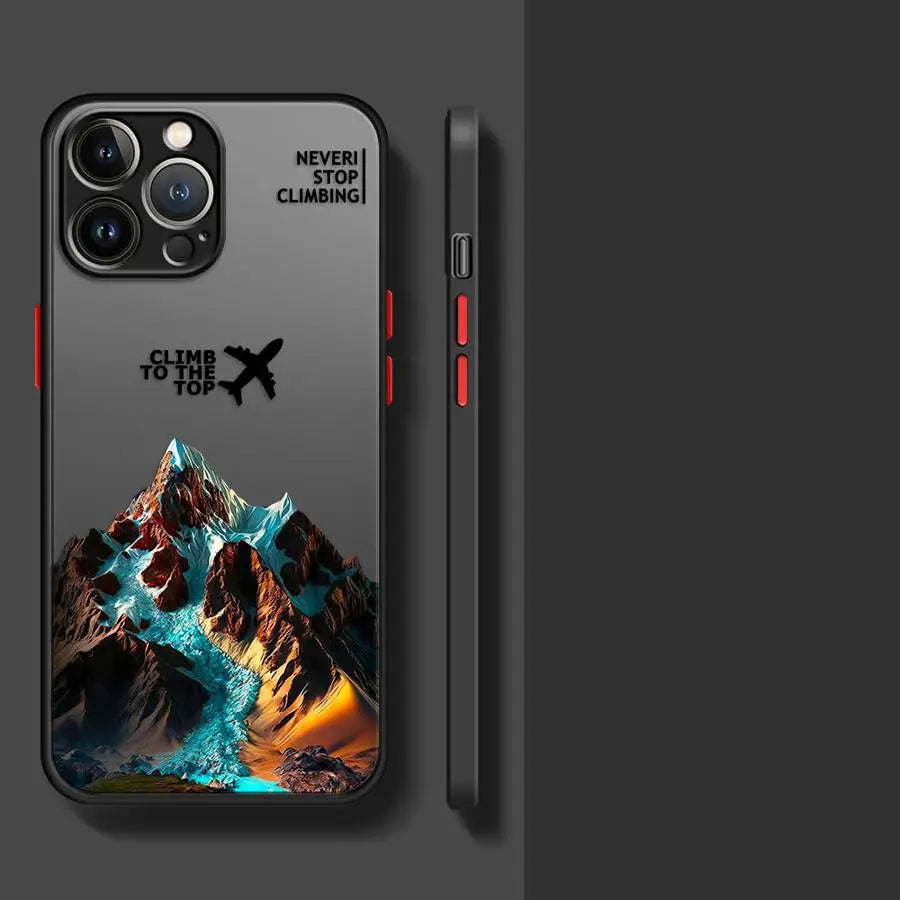 Mountain Peak Aircraft Phone Case for Apple iPhone 15 16 Pro XS Max 16e 13 14 Plus XR SE 7 8 12 11 Pro plus Matte
