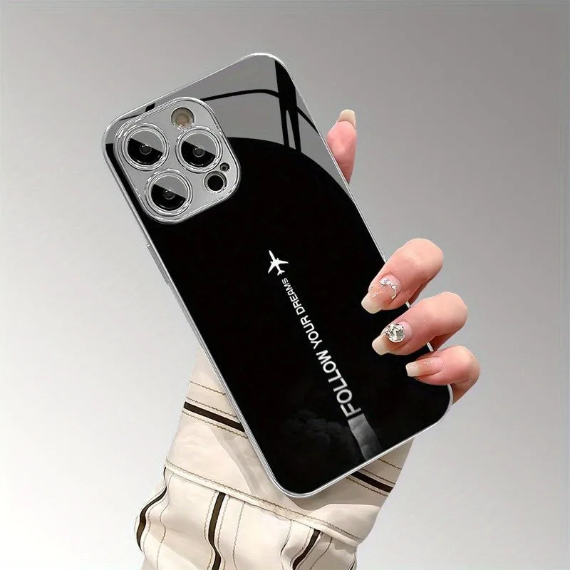 Travel-inspired Airplane Route Glass Electroplated Phone Case