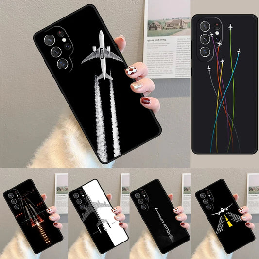 Aircraft Helicopter Airplane Pilot fly phone case Cover For Samsung Galaxy S24 S25 Ultra S21 S22 S10E Note 10 Plus 20 FE S23