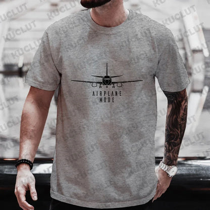 Shirts for Men Airplane Mode Travel T-shirts Short Sleeve Clothing Men's Tops