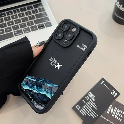 Peak Plane Phone Case For iPhone 17 16 15 14 Pro Max 13 12 11 16 Plus 16E 17 Air Shockproof Matte Soft TPU Silicone Bumper Cover