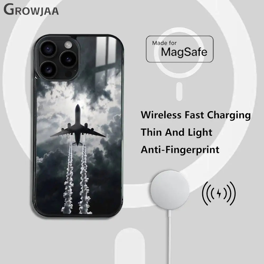Airplane Plane Fly Travel Cloud Phone Case For IPhone 17 16 15 14 13 12 11 Pro Max Plus Mini Magsafe Wireless Magnetic Funda
