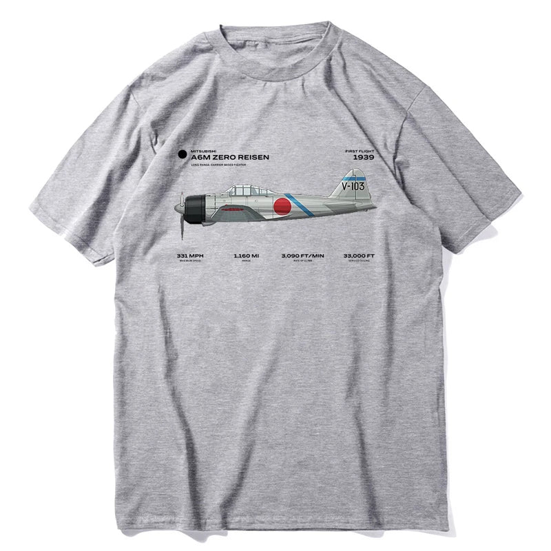 A6M Zero Risen WWII Japan Airplane FighterT Shirt. New 100% Cotton Short Sleeve O-Neck Casual T-shirts Loose Top Size S-3XL