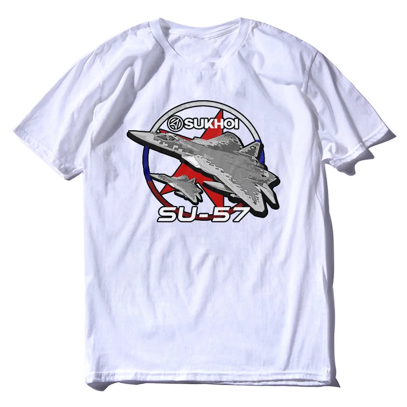 Retro Sukhoi Su-57 Stealth Multirole Fighter Aircraft  New 100% Cotton O-Neck Short Sleeve Casual Mens  Size S-3XL