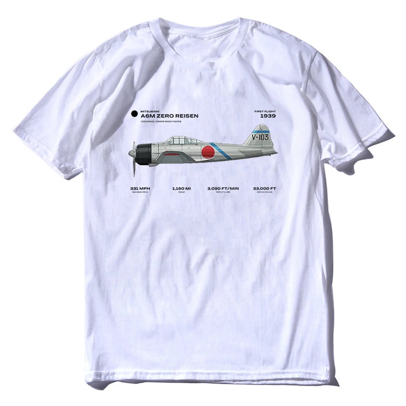 A6M Zero Risen WWII Japan Airplane FighterT Shirt. New 100% Cotton Short Sleeve O-Neck Casual T-shirts Loose Top Size S-3XL