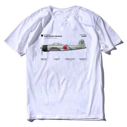 A6M Zero Risen WWII Japan Airplane FighterT Shirt. New 100% Cotton Short Sleeve O-Neck Casual T-shirts Loose Top Size S-3XL
