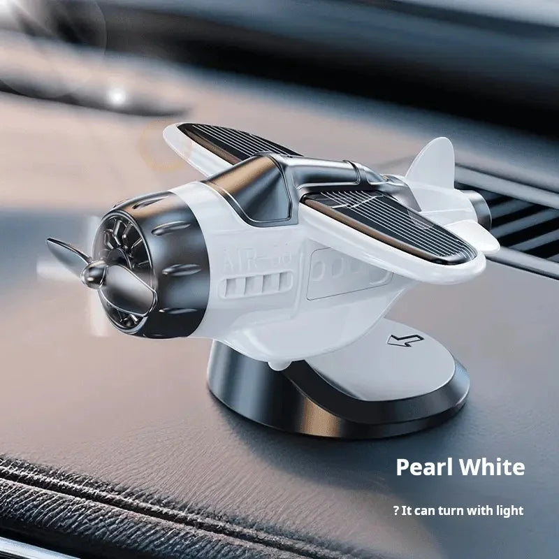 Car Solar Airplane Ornaments 360 Rotary Creative Car Center Console Powered Aircraft Ornaments Car Interior Decor Accessories