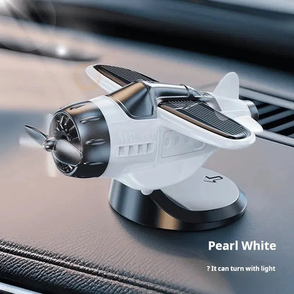 Car Solar Airplane Ornaments 360 Rotary Creative Car Center Console Powered Aircraft Ornaments Car Interior Decor Accessories