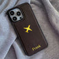 Personalize Custom Name Airplane Pattern Hot Foil Engraved Phone Case for iPhone 11 12 13 14 15 16 Pro Max Plus  Protect Cover