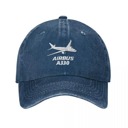 Airbus A330 Captain Baseball Cap Vintage Distressed Washed Airplane Sun Cap for Men Women Outdoor Activities Hats Cap