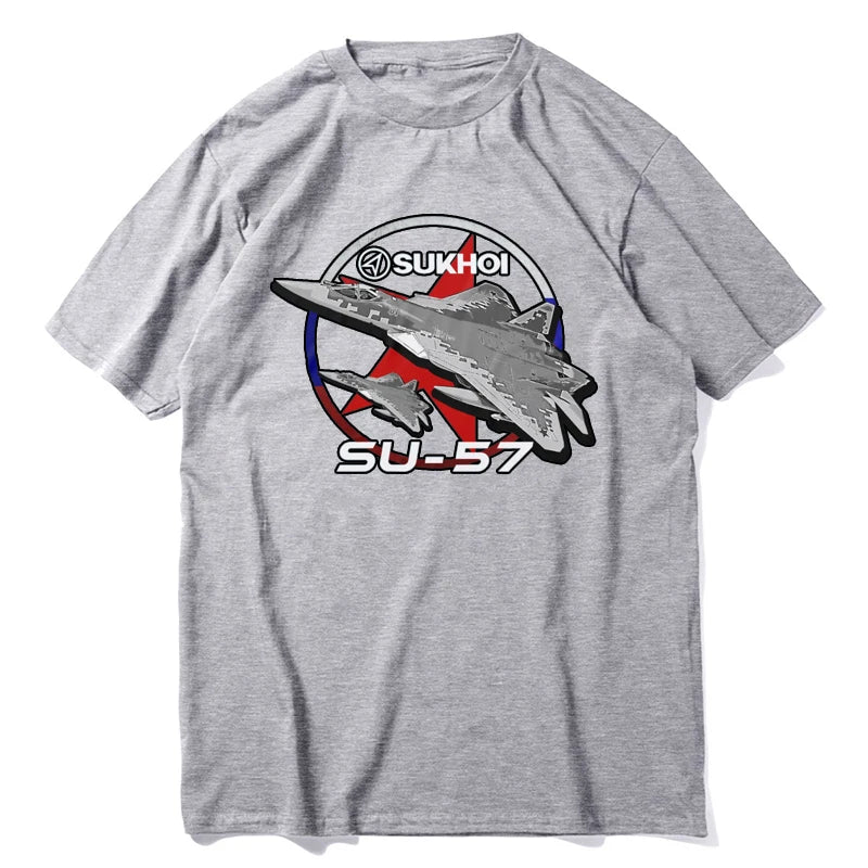 Retro Sukhoi Su-57 Stealth Multirole Fighter Aircraft  New 100% Cotton O-Neck Short Sleeve Casual Mens  Size S-3XL