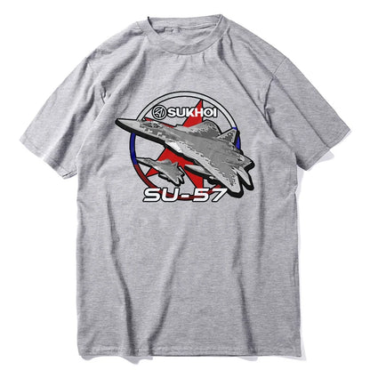 Retro Sukhoi Su-57 Stealth Multirole Fighter Aircraft  New 100% Cotton O-Neck Short Sleeve Casual Mens  Size S-3XL