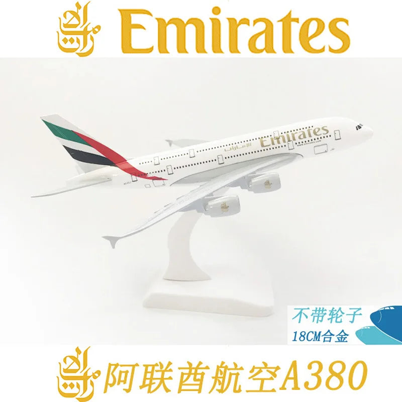 Airplane Airbus A380 20CM Alloy Aircraft Model Emirates Airbus A380 Resin Airplane Model Gift Toy plane For Children
