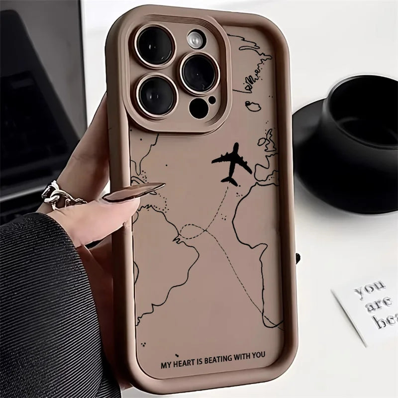 Airplane Route Case For Samsung A56 5G A55 A36 A35 A34 A16 A15 A54 A06 A05 A05s A25 A53 A52s A14 A13 A12 A73 A33 A32 Soft Cover