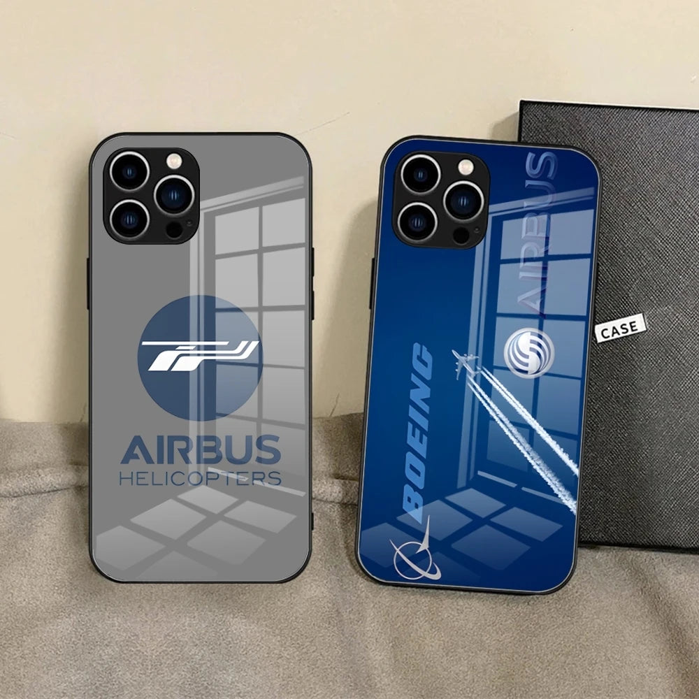 Airbus Logo Phone Case For IPhone 15 Pro Max14 Pro 12 11 13 16 X XR XS 8 7 Plus SE Tempered Glass Back Cover