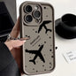 Shockproof Luxury Airplane Pattern Silicone Case For iPhone 16 15 14 Pro Max 11 12 13 Pro 16E XR 15 16 Plus Soft TPU Phone Cover