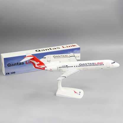 2025 New 1:100 Scale Fokker FK-100 QANTAS Airlines Airplane Model Toy Aircraft Plane With Stand Collection Display GIfts Fans