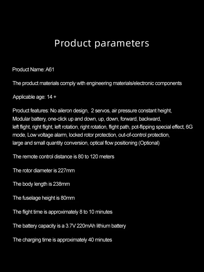 A61 RC Helicopter 2.4G 6-Aixs Gyroscope 4CH Altitude Hold Optical Flow Remote Control Helicopter Toys For Kid Adult