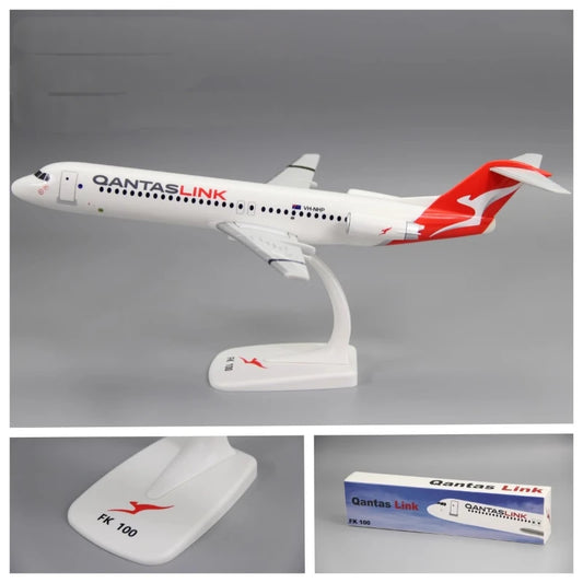 2025 New 1:100 Scale Fokker FK-100 QANTAS Airlines Airplane Model Toy Aircraft Plane With Stand Collection Display GIfts Fans