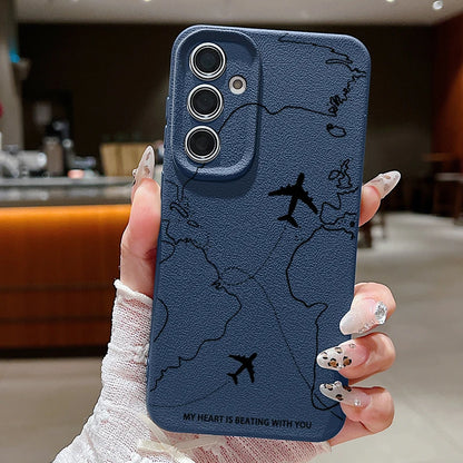 Airplane Route Case For Samsung Galaxy S24 S23 S22 S25 Ultra Edge S21 FE A14 A34 A16 A26 A36 A56 A15 A35 A52 A53 A54 A55 5G Capa