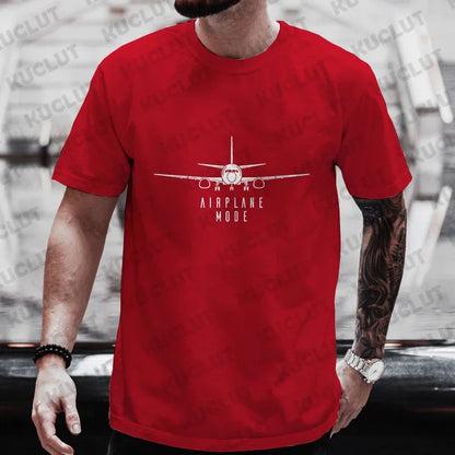Shirts for Men Airplane Mode Travel T-shirts Short Sleeve Clothing Men's Tops