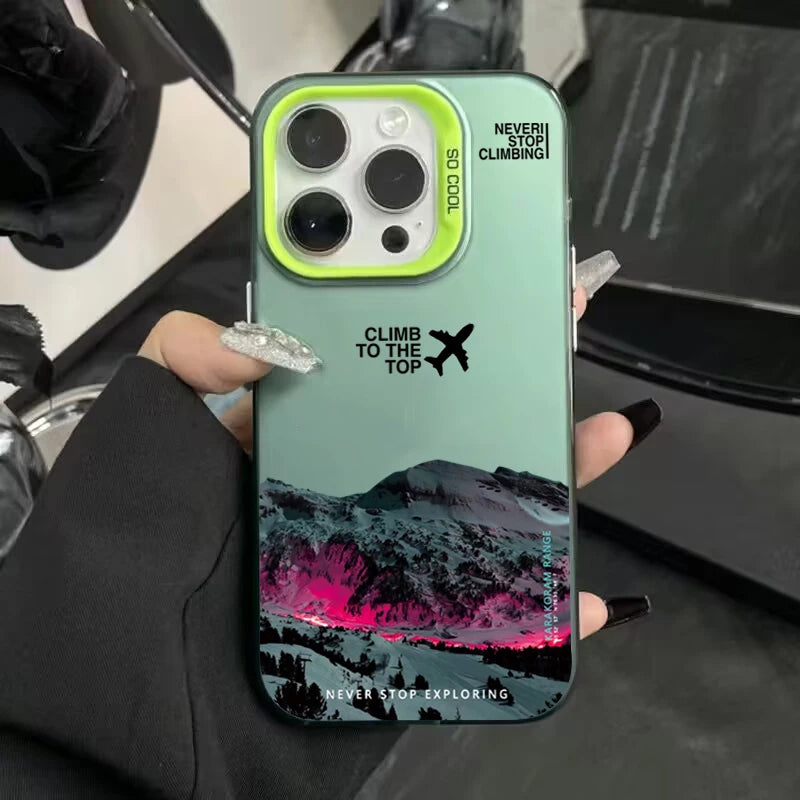 Mountain Peak Aircraft Phone Case for IPhone 17 16 14 15 11 12 13 Pro Max 16E 7 8 15 16 Plus 17 Air Shockproof Sunset IMD Cover